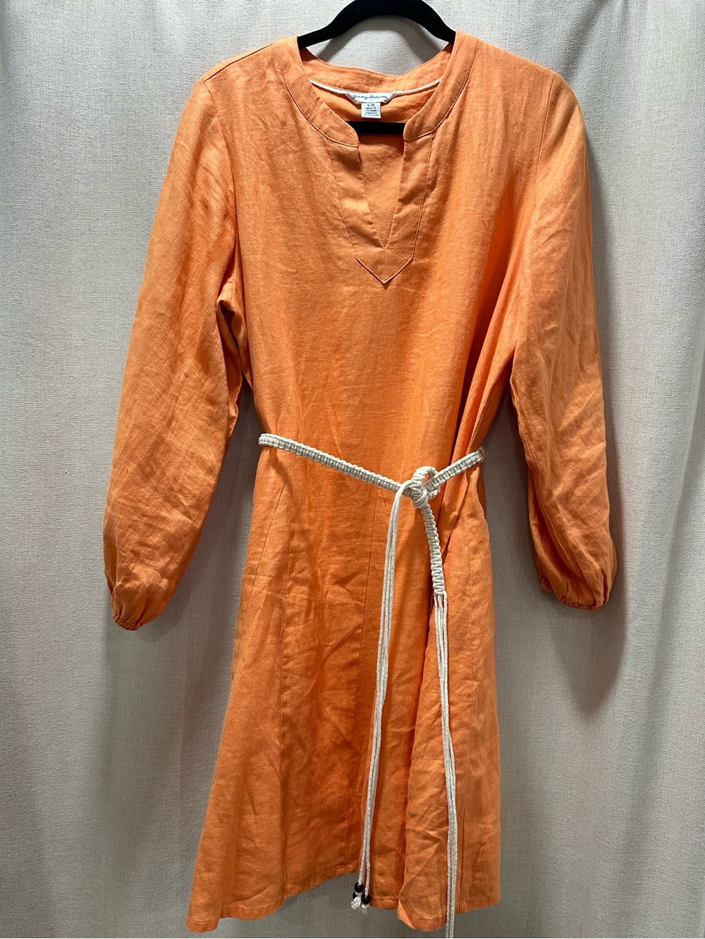Tommy Bahama Orange Linen Blend Mini Dress Rope Belt Size Large - Picture 2 of 10